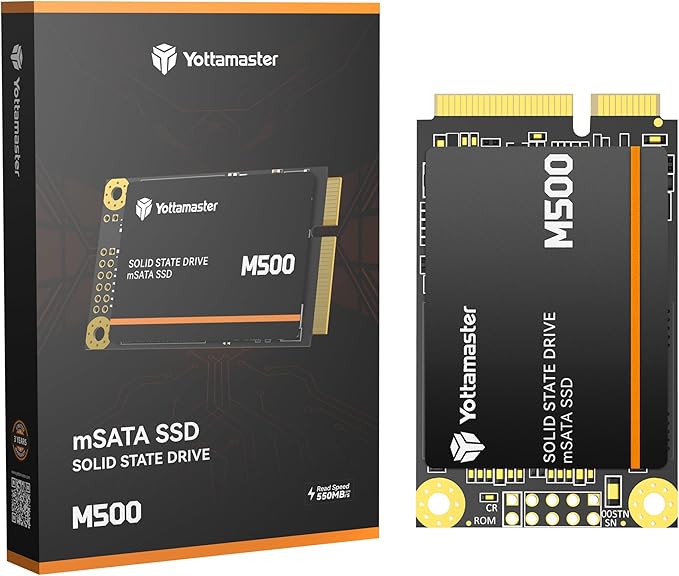 Yottamaster M500 2TB mSATA SSD SATA III 6Gb/s, mSATA Internal Solid State Drive Up to 500MB/s, Mini-SATA with 3D NAND, Compatible with Ultrabooks Desktop PC Laptop, All-in-One PCs, 30x50mm
