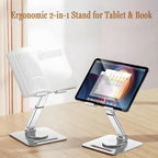 360° Rotating Tablet Stand - Adjustable iPad Tablet Holder for Desk, Foldable iPad Swivel Stand for Home & Office (Muted Gray)