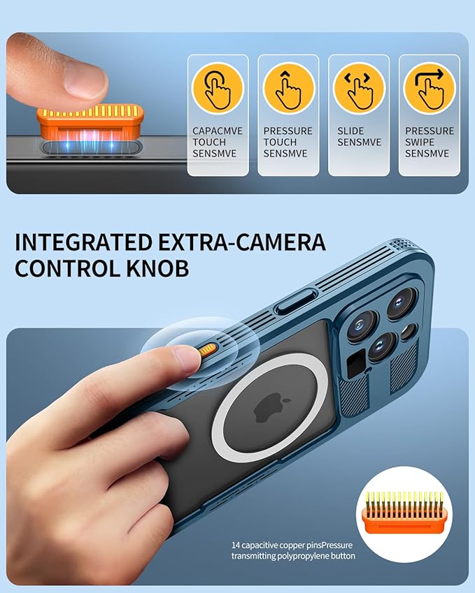 Lanhiem Magnetic for iPhone 16 Pro Max Case, IP68 Waterproof Dustproof Case, [Compatible with Magsafe] [Built-in Screen Protector] Full Body Heavy Duty Rugged Phone Cover 6.9 inch, Blue/Clear