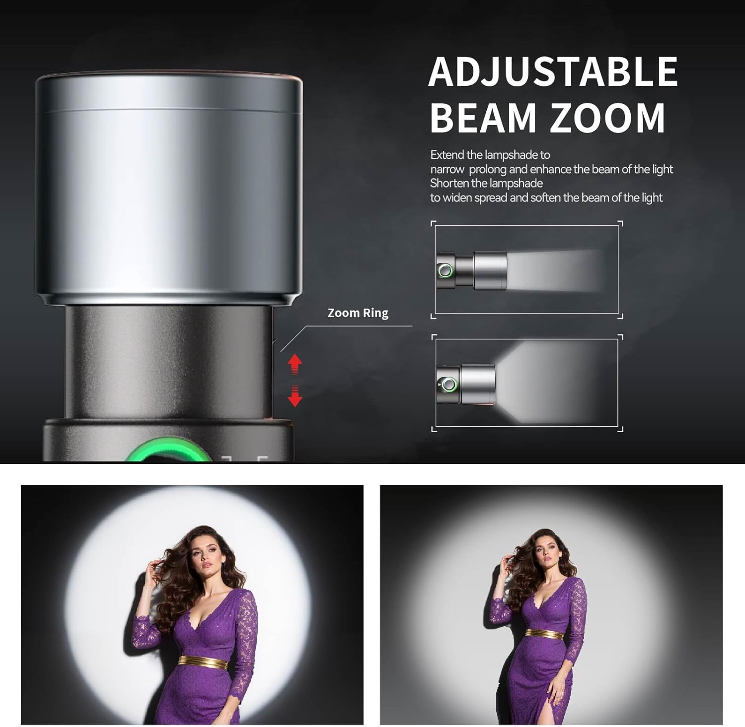 PHOTOOLEX 8400mAh Led Photography Flashlight with 4 Colors/10 Magnetic Pattern Gobos, Handheld Spotlight for Photography, 10W Rechargeable Fill Light for Photo, Content Creation, Video Recording