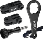 HSU Aluminum Alloy Metal Adjust Arm Straight Joints Mount, Long and Short Vertical Direction Straight Joints Mount for Gopro Hero 13 12 11 10 9 8 7 6 5, AKASO Campark and Other Action Cameras (Black)