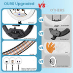 18" Large Ring Light with 60" Tripod Stand for iPhone, Portable Foldable Bi-Color 2500-6500K LED Big Ringlight for iPad with Bluetooth Remote Video Recording YouTube TikTok Photography Makeup