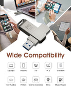 MOSDART 256GB USB3.1 Fast Speed C and A Dual Flash Drive, exFAT Memory Stick with Keychain Loop, for iPhone 15 and 16, Android Phone, iPad, MacBook, Silver