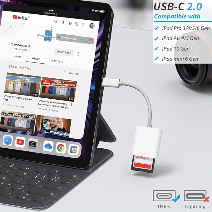 (Apple MFi Certified) iPhone 16 SD Card Reader, esbeecables USB C to SD Card Reader Trail Camera Viewer SD Memory Card Reader Adapter Plug and Play for iPhone 16/16Plus 15Pro iPad, MacBook, iMac