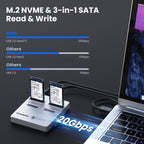 CR311 3-in-1 SSD Cloner, USB3.2 Gen2*2 M.2 Reader, Supports M.2 NVMe/SATA, SATA 2.5''/3.5'' HDD