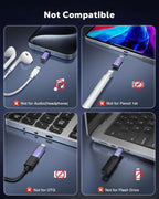 MoKo 4 Pack Lightning Female to USB C Male Adapter,USB-C Lightning Adapter for iPhone Air 17 16 15 Pro Max Plus, iPad Pro/Air, Galaxy,iPhone to USB C Adapter for Data Sync, NOT for Audio/OTG, Blue