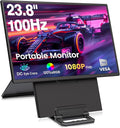 23.8'' Portable Monitor,FHD 1080P 100Hz IPS Laptop Screen Extender,USB-C HDMI Large Office Gaming Second Monitor Extender with Detachable Stand for Mac Windows PS5 Xbox Switch(Built-in Speakers)
