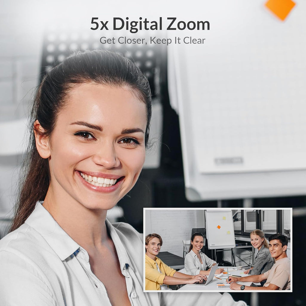 AV Access 4K Conference Room Camera, 1/1.8' Sensor, Individuals Gallery, 120° FOV, 5X Digital Zoom, Auto Framing, Presenter Tracking, Dual Mics, ePTZ, Privacy Cover, Work with Teams, Zoom, Meet