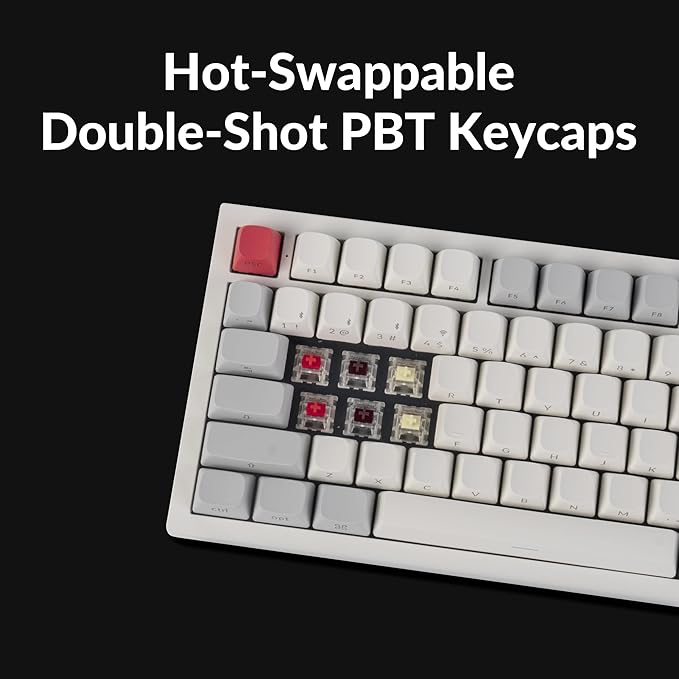 Keychron Q6 Max QMK/LAUNCHER Wireless Bluetooth/2.4 GHz/USB-C Wired Custom Mechanical Keyboard, Full Size Programmable Knob RGB Backlit Hot-Swappable Gateron Brown Switch for Mac Windows Linux - White