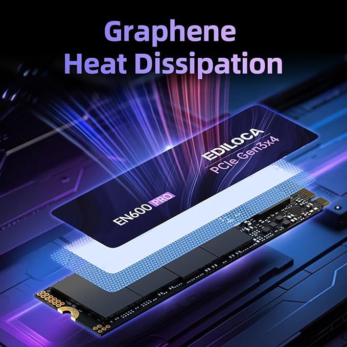 EN600 PRO SSD 256GB PCIe 3.0 Gen 3x4, NVMe M.2 2280, Up to 3200MB/s, Internal Solid State Drive, SLC Cache 3D NAND TLC, Graphene Cooling Sticker, Storage for PC, Desktop and Laptops