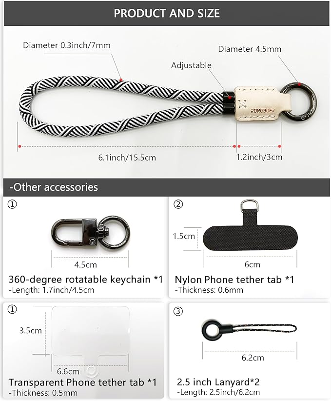 Handmade Cowhide Leather Phone Wrist Strap,Universal Adjustable Key Lanyard,Stylish Wristlet Keychains for Women&Men