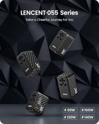 LENCENT 65W GaN International Travel Adapter with 2 USB-A & 3 Type C Ports, Fast Charger for Phones & Laptops, Worldwide Plug Adapter for USA/UK/EU/AUS, Black