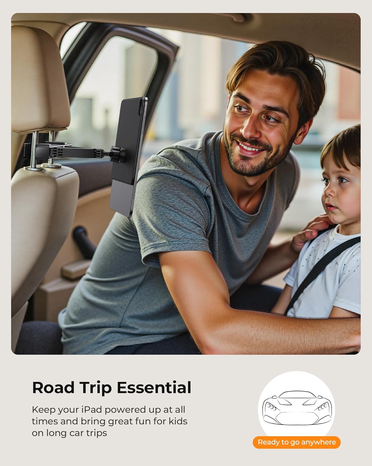 KU XIU Magnetic iPad Holder for Car Headrest,Backseat Tablet Car Mount for iPad Pro/Air 11" M2, Road Trip Essentials for Kids, Tablet Car Holder for iPad Pro 11 1st/2nd/3rd/4th, iPad Air 10.9" 4/5th