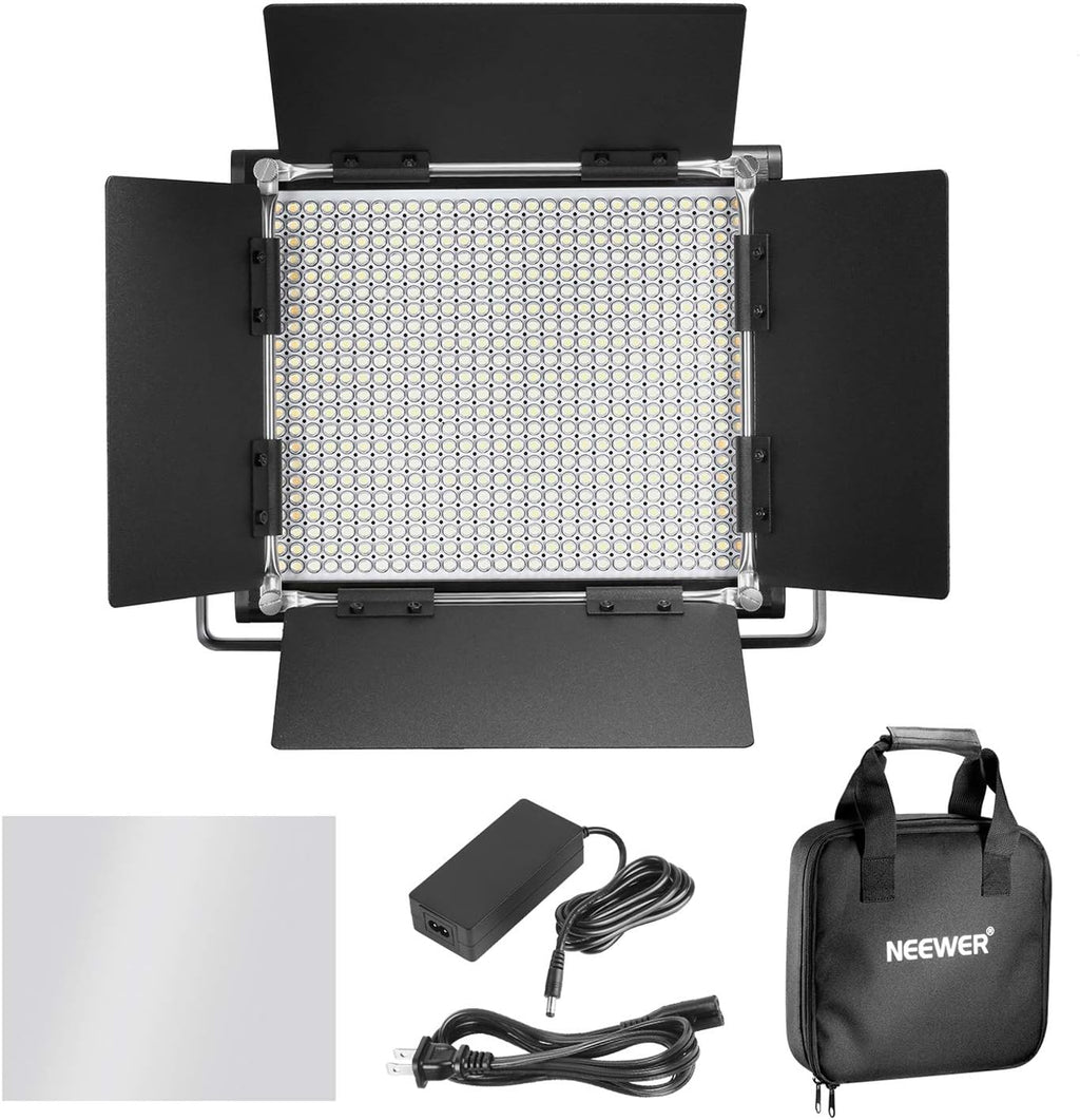 Neewer Professional Metal Bi-Color LED Video Light for Studio, YouTube, Product Photography, Video Shooting, Durable Metal Frame, Dimmable 660 Beads, with U Bracket and Barndoor, 3200-5600K, CRI 96+