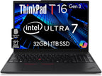 Lenovo ThinkPad T16 Gen 3 Business Laptop 16” FHD+ Display, Intel Ultra 7-155U (Beats i7-1355U), 32GB DDR5 RAM, 1TB SSD, 5MB Webcam, WiFi 6E + BT, RJ-45, HDMI, Win 11 Pro, AI Copilot - Black