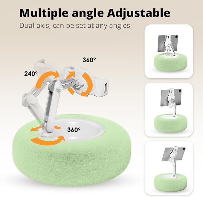 Kindle/Tablet Pillow Stand for Reading, Adjustable Tablet Pillow Stand for Lap with Detachable Bowl, Fits 4.7"-13" Kindle/Phones/Tablets/, Watch Videos, Stream Media (Green)