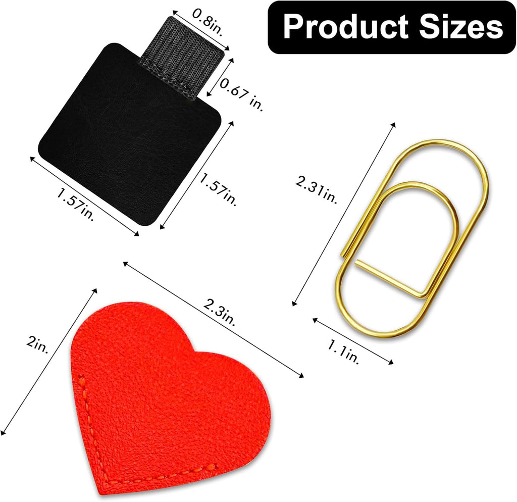 Pen Loop Holder for Notebook 12 Pack Self-Adhesive Stick On Pen Holder with Extra 2 Pens Clips 1 Leather Bookmarks As COMBO for Planner Journal Tablet Clipboards Calendars Bible Campus School Office