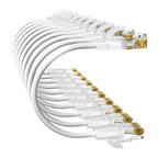 Cat6a Patch Cables 20ft (10 Pack) Slim, Cat6 Ethernet Patch Cable Pure Copper, Flexible Cat 6 Patch Cable 550MHZ 10G, Space-Saving Cat 6A Network Cables for Patch Panel, White
