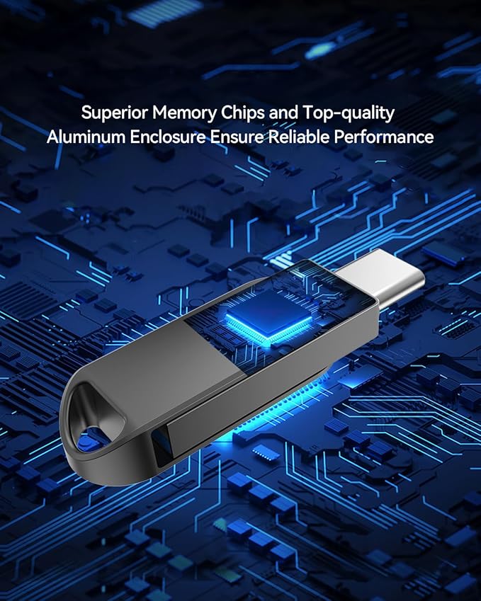 128GB USB C Flash Drive, Dual Drive USB 3.0 and Type C Thumb Drive Up to 110MB/s Read Metal Waterproof Swivel Design Portable for PC Laptop Tablet Android Smartphone iPhone 15 and More, Gray