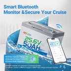 Redodo Bluetooth 24V 50Ah TM Low-Temp LiFePO4 Battery, Smart Lithium Battery Built in 50Ah BMS, 10 Years Lifespan, Perfect for Trolling Motor, Marine, RV, Fishing Finder, Solar and Off Grid-4 Pack