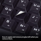 2PCS Thai-English Keyboard Letters Replacement Stickers - White Font on Black Background for Computer, Laptop, Notebook, Desktop - Matte Vinyl Alphabet Stickers