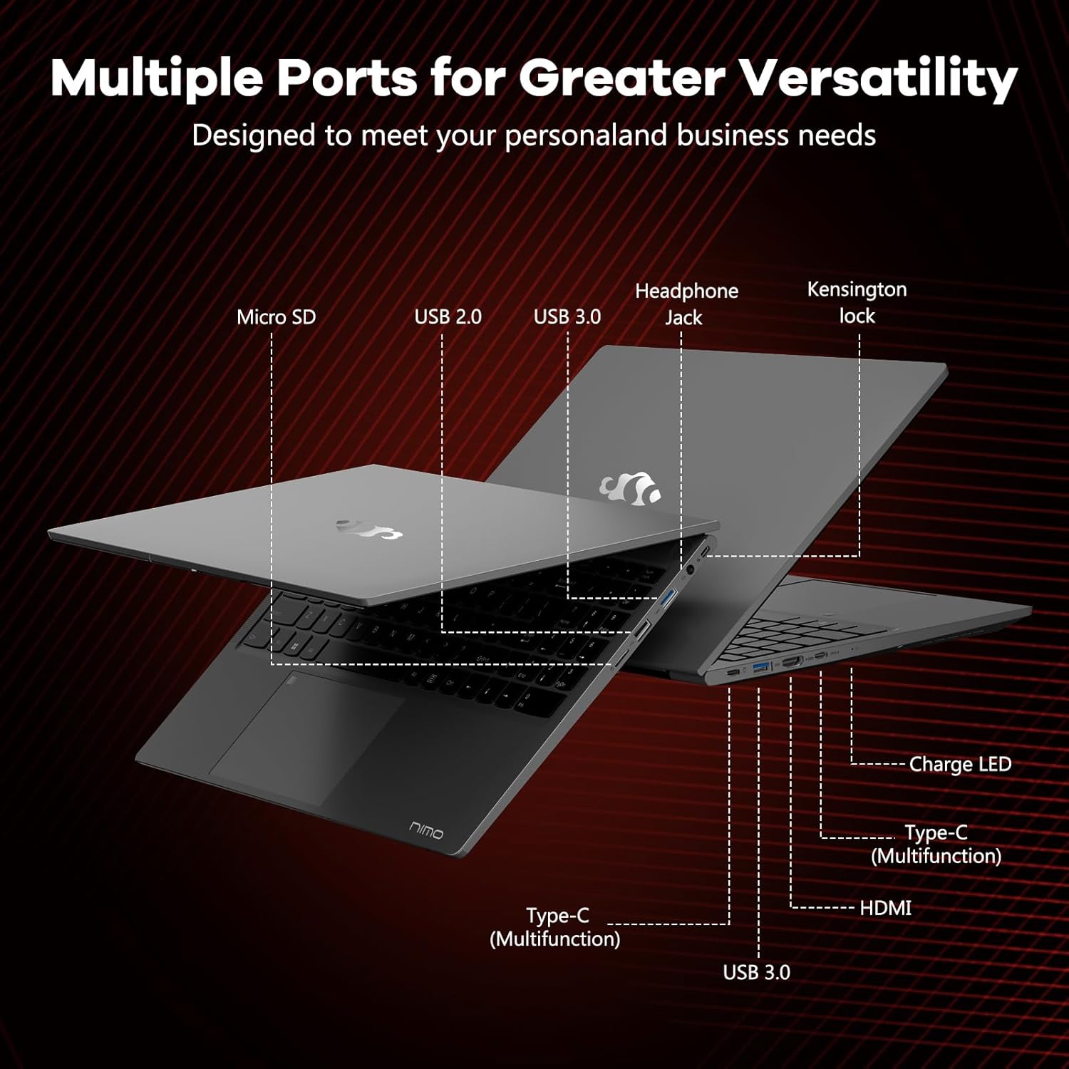 NIMO 15.6" IPS FHD-Gaming-Laptop, AMD Ryzen 5 6600H 6-Cores 660M GPU 32GB DDR5 RAM 1TB SSD(Beat i7-1165G7, Up to 4.5GHz) Computer with 100W GaN Type C Fingerprint Backlit Keyboard Win 11