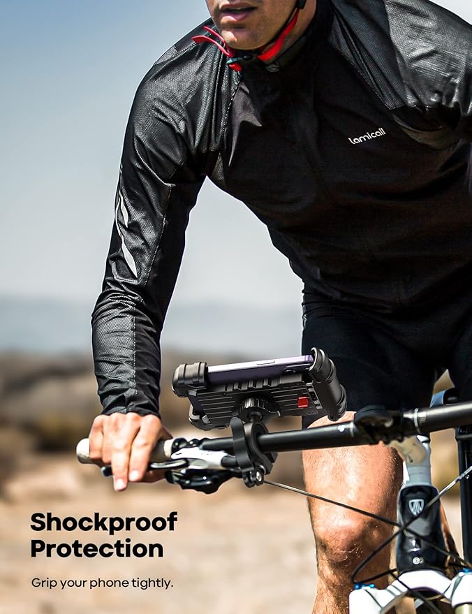 Lamicall Bike Phone Holder, Motorcycle Mount - Motorcycle Phone Holder, Handlebar Cell Phone Clamp, Scooter Phone Clip for iPhone 16 Pro Max/Plus, 15 Pro Max, S10, S20, More 4.7" to 6.8" Smartphones