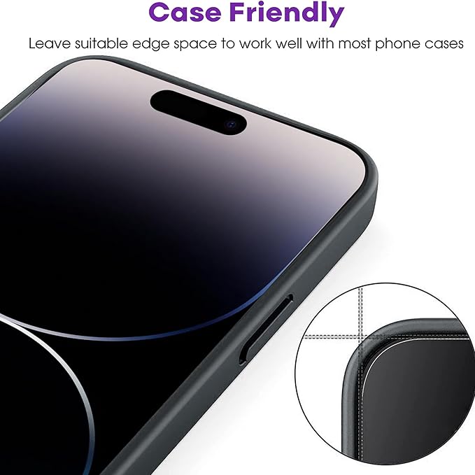 For iPhone 14 Pro Max Screen Protector Tempered Glass [Black Edge] Compatible with Apple Dynamic Island (2 Pack)