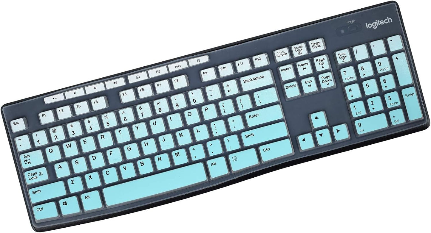 Keyboard Cover for Logitech MK370 MK295 MK270 K270 Wireless Keyboard, Logitech MK295 MK270 Keyboard Accesseries, MK370 Keyboard Skin Protector - Gradual Mint