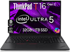 Lenovo ThinkPad T16 Gen 3 Business Laptop 16” FHD+ Display, Intel Ultra 5-125U (Beats i7-1355U), 32GB DDR5 RAM, 1TB SSD, 5MB Webcam, WiFi 6E + BT, RJ-45, HDMI, Win 11 Pro, 3 Yr Wty, AI Copilot - Black