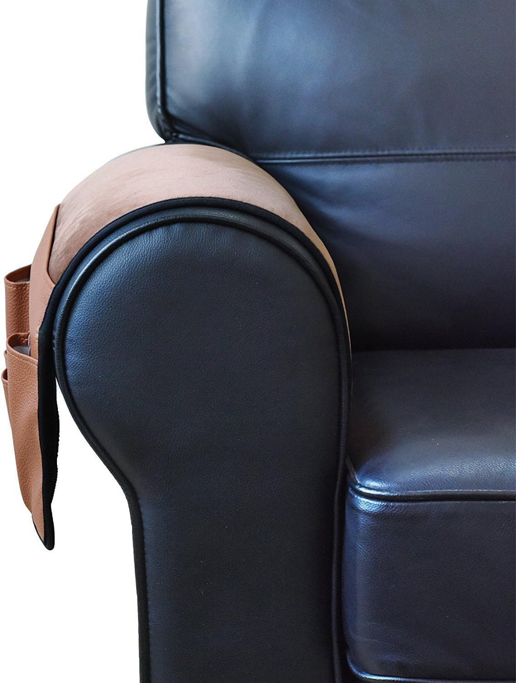 Wanty Velvet Sofa Couch Chair Armrest Soft Caddy Organizer Holder for Remote Control, Cell Phone, Book, Pencil (Brown)