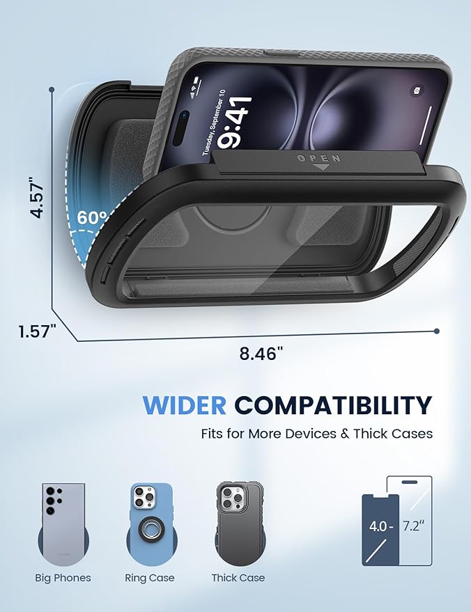 Lamicall Shower Phone Case Holder Waterproof - Clear Sound with Speaker Hole, Shower Bathroom Bathtub Accessories, IPX6 Waterproof Wall Mount for iPhone 16 Pro Max, S25 Ultra, 4-7" Big Phones