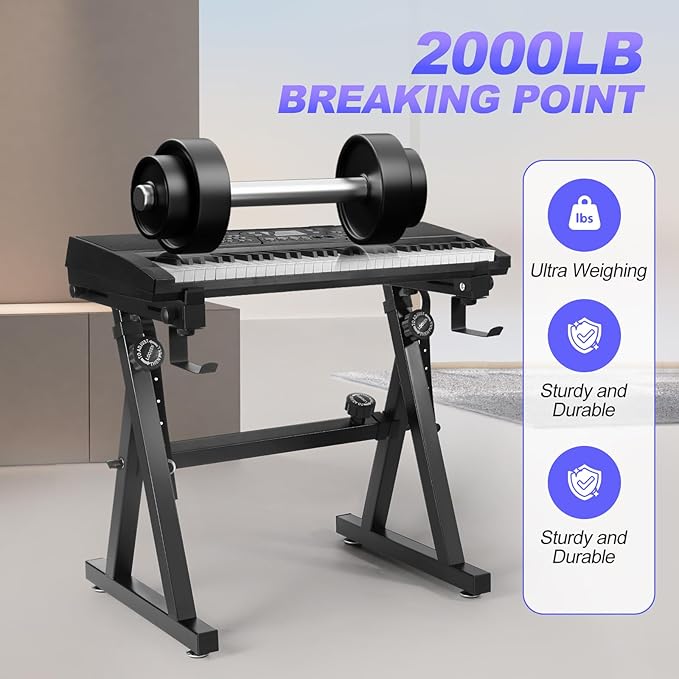 Keyboard Stand Piano Duty Stand Z Style Adjustable Keyboard Holder Piano Keyboard Stand Fits 54, 61 And 88 Keys Electric Keyboards Digital Pianos