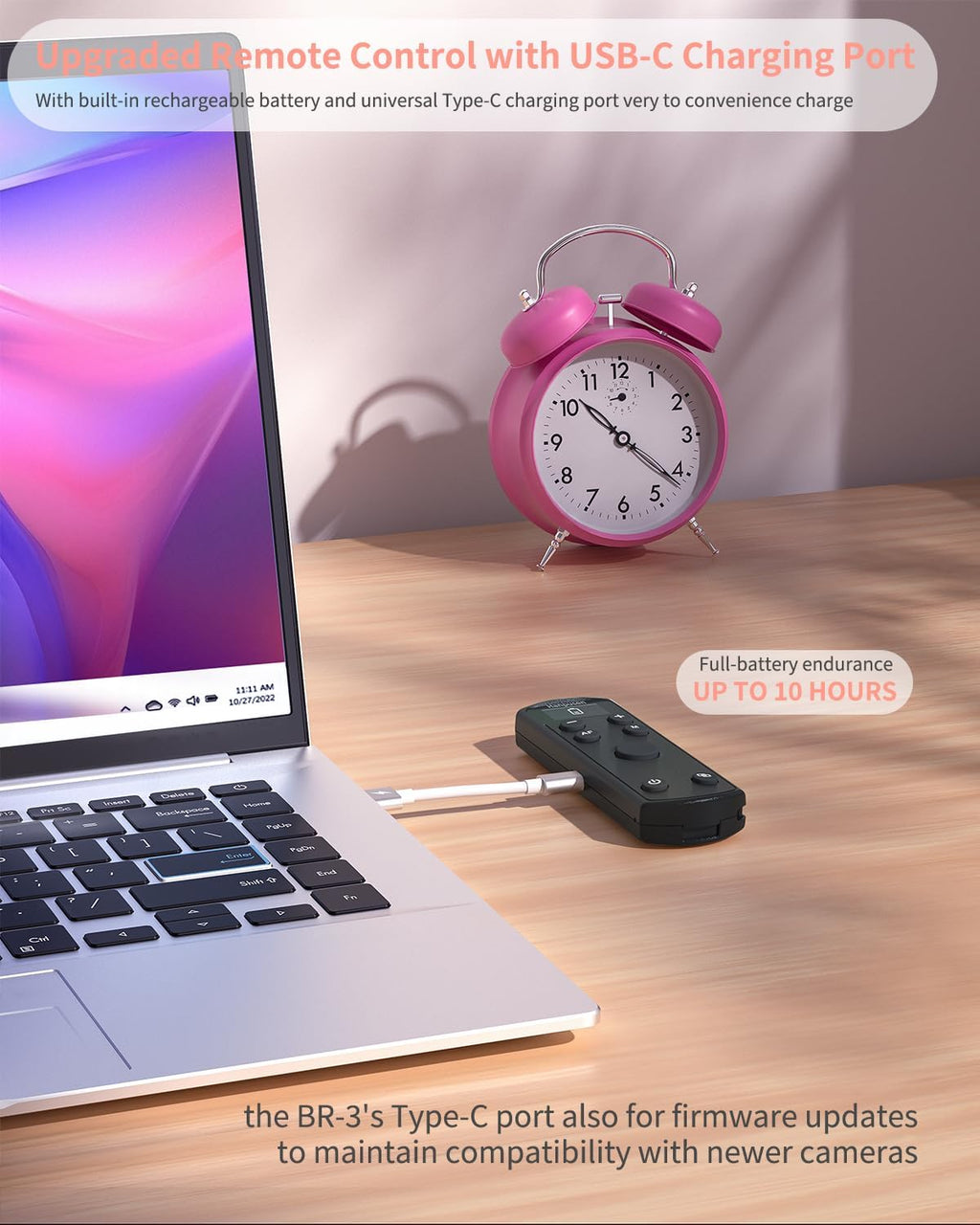 Hanpusen Rechargeable Camera Remote Control for Canon - Wireless Shutter Release with OLED Screen Compatible with R8, R6 II, R100, R50, R10, M50, SL3, R3, R5, R6, RP, R;Replaces Canon BR-E1(Black)