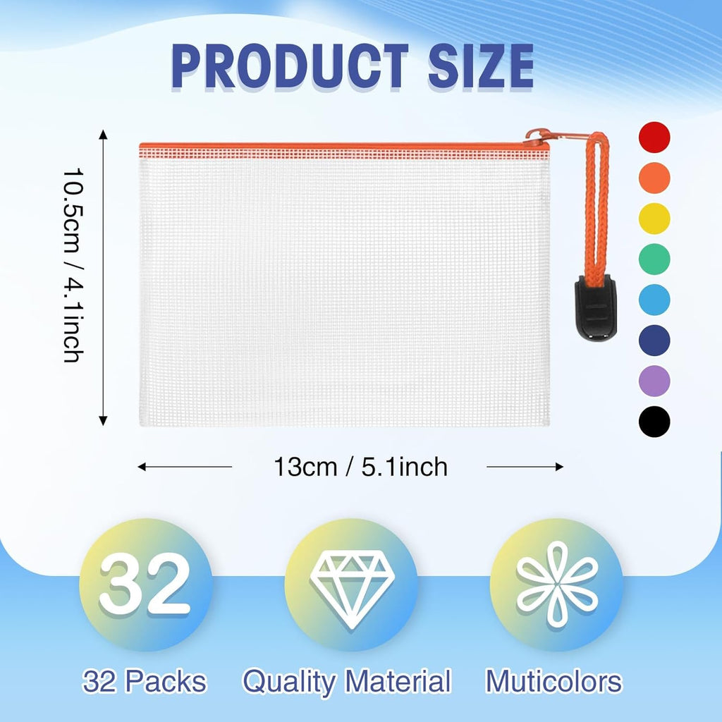 Jetec 32 Pcs Mesh Zipper Bags Toy Storage Bikini Organizer Bag Bolsas Para Guardar Trajes De Baño Waterproof Zipper Reusable Pouch Puzzle Multipurpose for Storage Office(Sweet Color,5.1 x 4.1 Inch)
