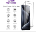 Screen Protector Tempered Glass Compatible with Apple iPhone 15 Pro Max (2 Pack)