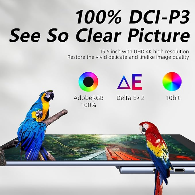 Portable Monitor OLED 15.6 Inch Touchscreen 4K UHD 3840X2160 100% DCI-P3 100000:1 Multi-Touch HDR USB-C HDMI Travel Monitor for Laptop with Kickstand & SleeveCase