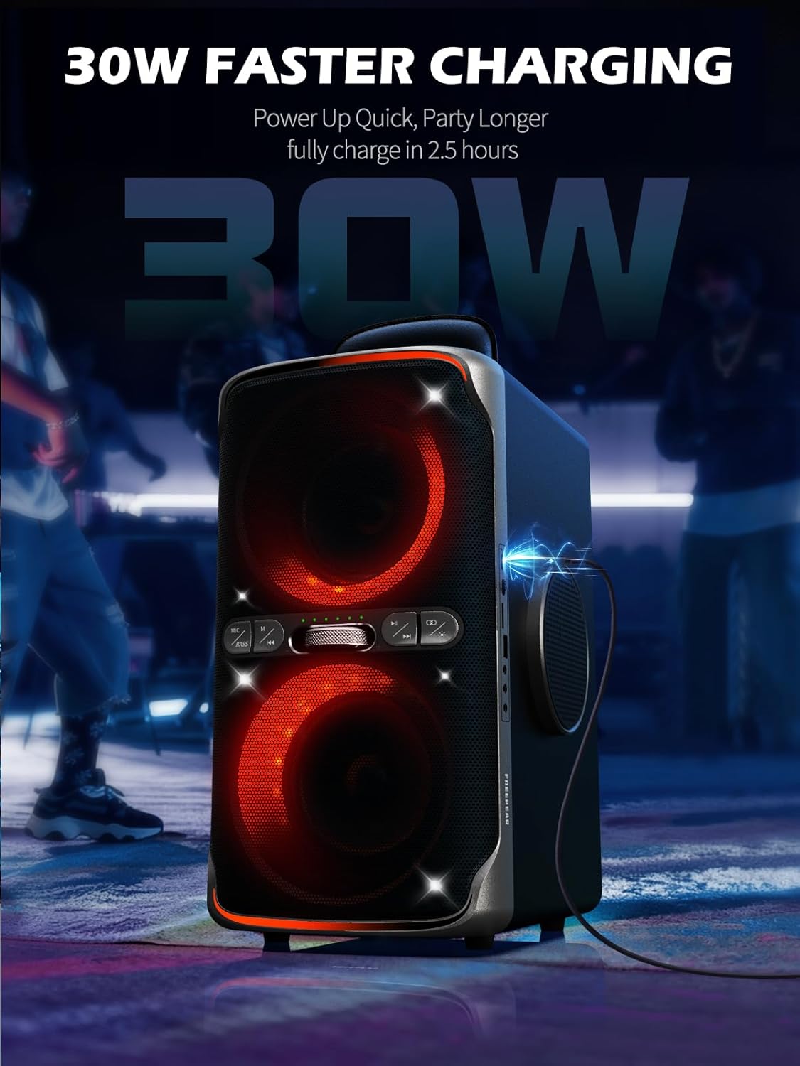 Party Bluetooth Speaker - 240W Peak Loud Speaker, Dazzling Light Show, Deep Bass, IPX4 Waterproof, 15H Battery, TWS Pairing, BT 5.3 Wireless, Portable for Home/Outdoor/Beach/Pool Party