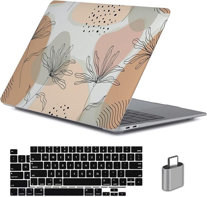 LanBaiLan Compatible for MacBook Pro 13 inch with Touch Bar 2022 2020 2019 2018 2017 2016 Release M1 M2 A2338 A2289 A2251 A2159 A1989 A1706 A1708, Laptop Hard Case & Keyboard Cover, Aesthetic Flower