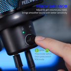 FEELWORLD VM1 Gaming PC USB Microphone Condenser Mic with Noise Cancellation Mute RGB Light, Computer Accessories Gifts for Gamer YouTube Twitch Podcast Streaming Recording Online Chat PS4 PS5