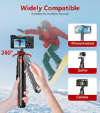 Huryfox Selfie Stick Phone Tripod - 71 inch Tall Cell Phone Holder with Detachable Wireless Remote, Phone Stand for Recording, Video and Picture, Compatible with iPhone, Android Phone, Camera & Gopro