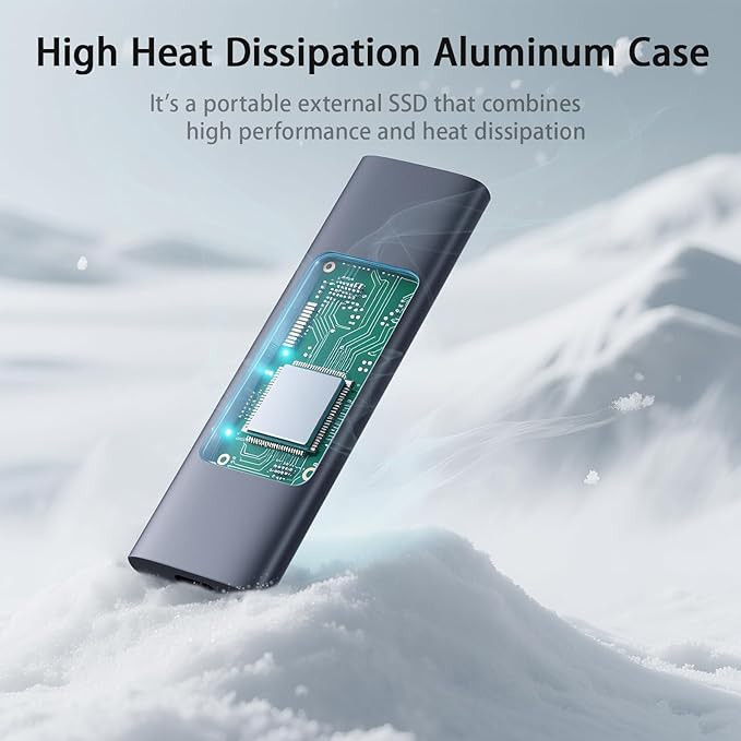 500GB External SSD - Portable SSD External Solid State Drive, 1000MB/s, USB 3.2 Gen2 Type-C, Aluminum Alloy, External Hard Drive for iPhone15/16,Android, Mac, Windows -PS1008