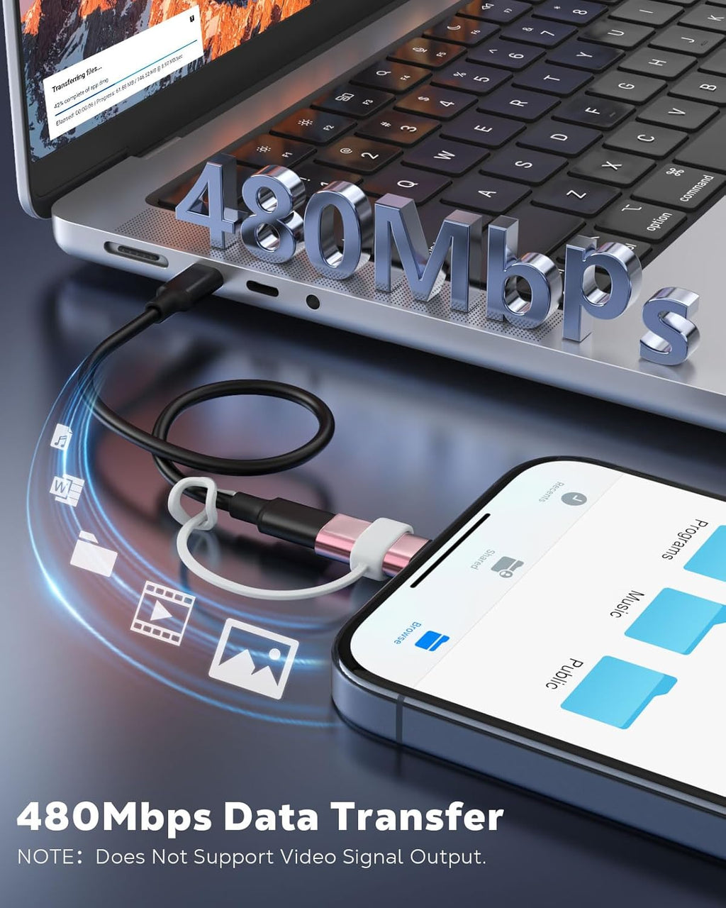 MoKo 4 Pack Lightning Female to USB C Male Adapter,USB-C Lightning Adapter for iPhone Air 17 16 15 Pro Max Plus, iPad Pro/Air, Galaxy,iPhone to USB C Adapter for Data Sync, NOT for Audio/OTG, Pink