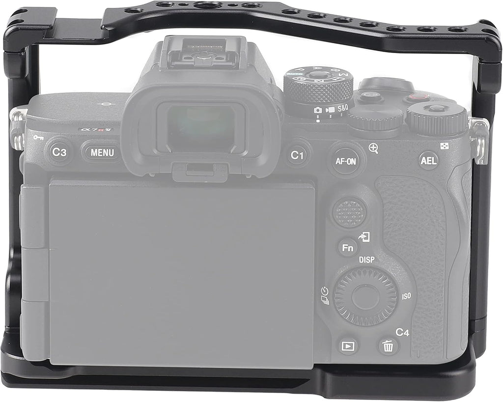 A7R V Cage, Hersmay Aluminium Full Camera Cage for Sony A7R V Mirrorless Camera Cage Support Accessories Kit Vlog Video Shooting Filmmaking Rig Stabilizer with 1/4" and 3/8" Arri Locating Hole