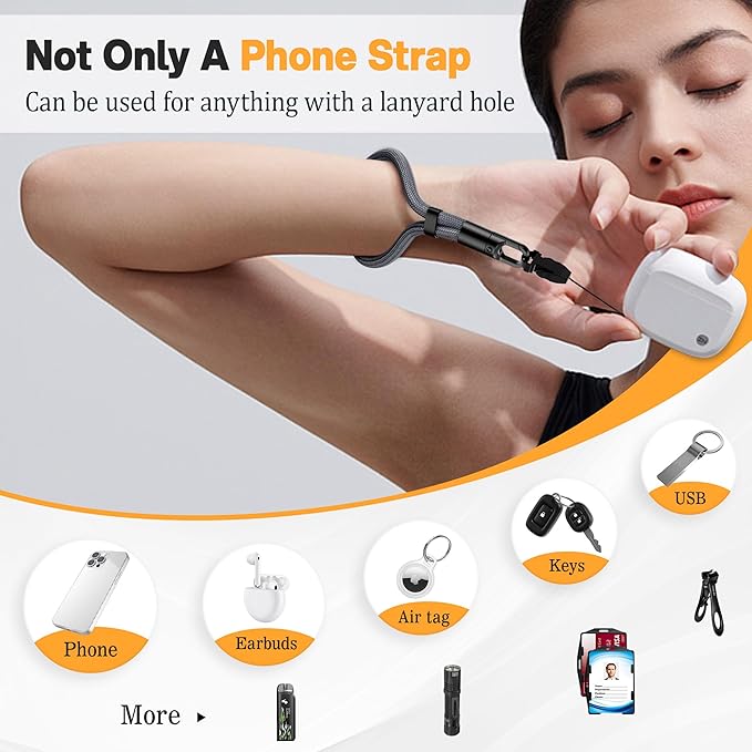 Kaptron Adjustable Phone Wrist Strap - Universal Cell Phone Lanyard Wrist Strap with Lanyard Patches