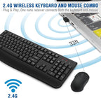 Wireless Keyboard and Mouse Combo, EDJO 2.4G Full-Sized Ergonomic Computer Keyboard with Wrist Rest and 3 Level DPI Adjustable Wireless Mouse for Windows, Mac OS Desktop/Laptop/PC