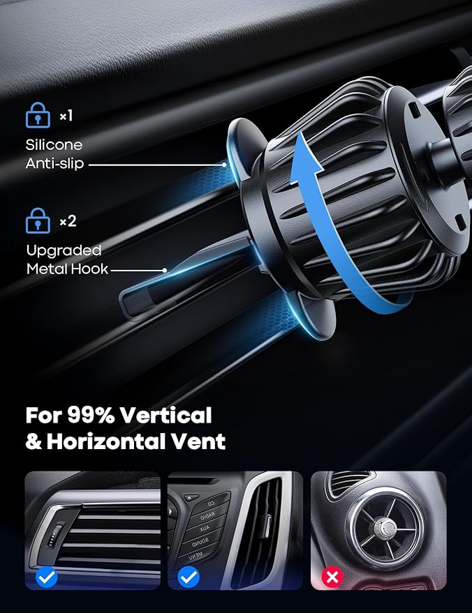 Lamicall Magnetic Car Mount - [20 Super Magnets] Air Vent Phone Holder Car, Hands Free Cell Phone Holder Clip Pink