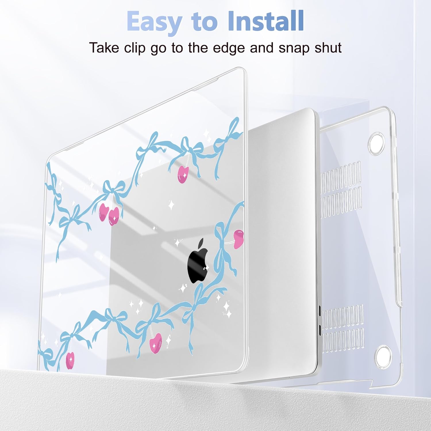 Case for MacBook Pro 13 inch with/Without Touch Bar (2016-2022, M2 A2338 M1 A2289 A2251 A2159 A1989 A1706 A1708), Hard Shell + Keyboard Cover + Dust Plug, Cherry Bow