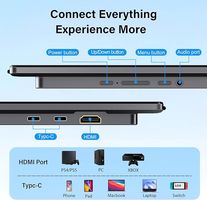Innoview 23.8” 4K Large Portable Monitor, UHD (3840*2160) 100%sRGB IPS Speakers USB-C HDMI Work Home Second Monitor W/180°Adjustable Stand for Laptop, Desktop, Macbook, Phones, Tablet, PS5/4, Switch