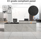 Reception Desk with Counter, Modern Front Desk Reception Counter with Keyboard Tray, Lockable Drawer and Storage Shelves for Office, Retail, Salon (Gray+Black/Left, 79" L*24" W*39" H)